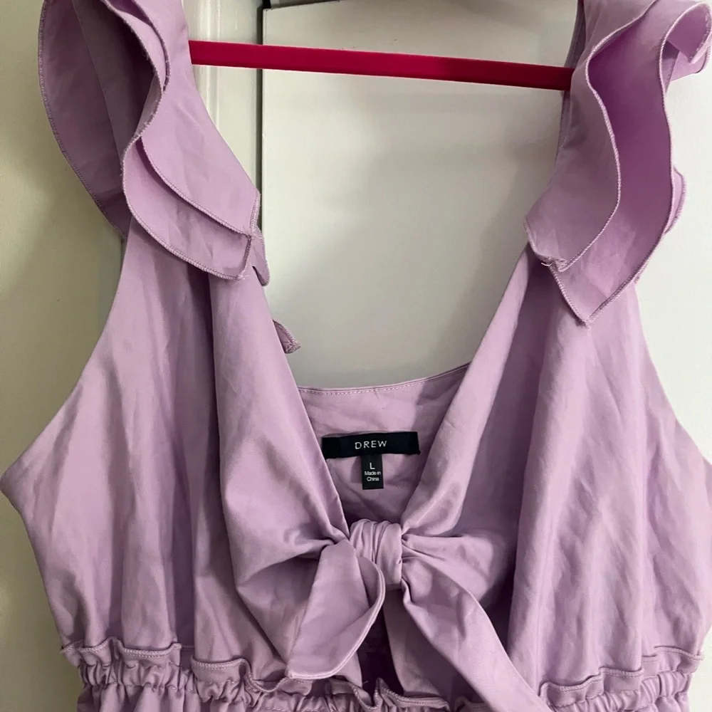 Anthropologie DREW Lilac Ruffle-Shoulder Midi Dress - Picture 3 of 8